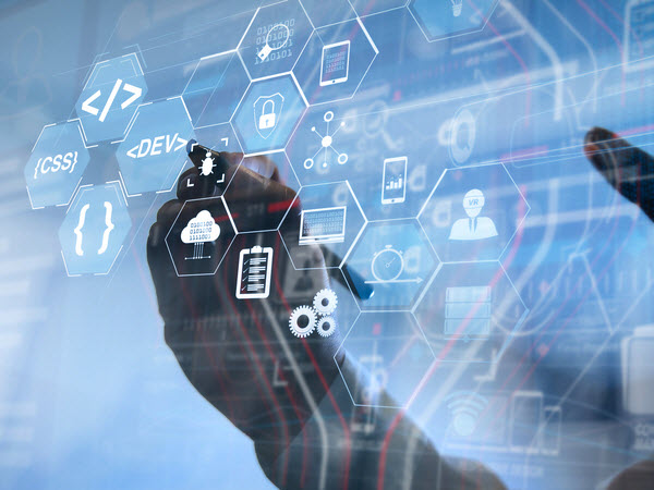 Man working in developing an application